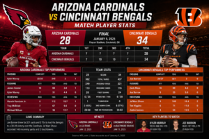 Arizona Cardinals vs Bengals Match Player Stats
