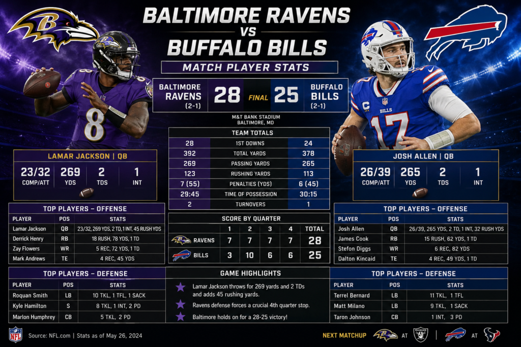 baltimore ravens vs buffalo bills match player stats